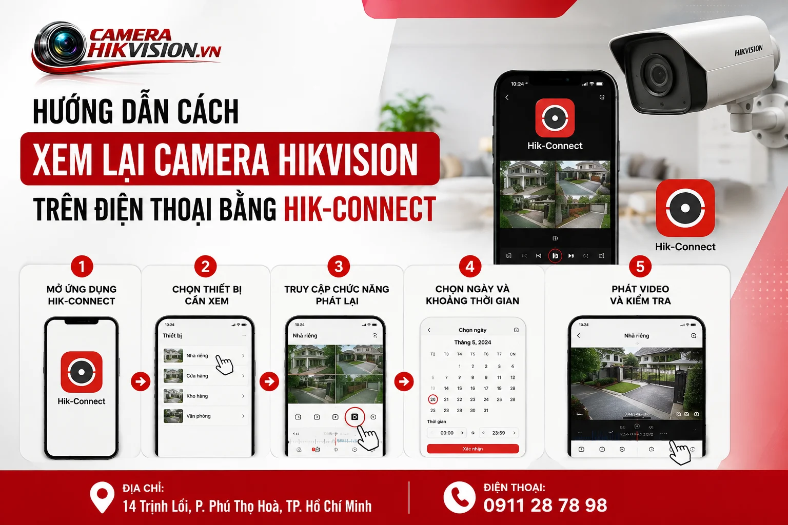 Hướng dẫn cách xem lại camera Hikvision trên điện thoại bằng Hik-Connect