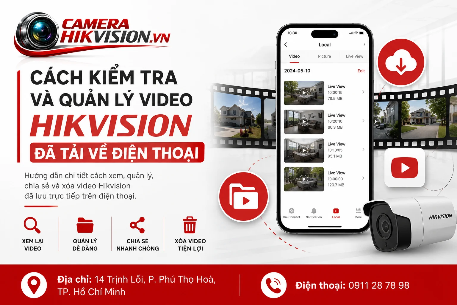 Cách kiểm tra và quản lý video Hikvision đã tải về điện thoại