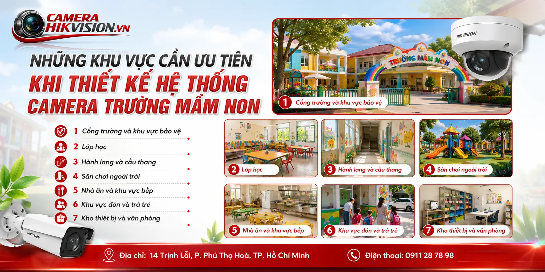 Những khu vực cần ưu tiên khi thiết kế hệ thống camera trường mầm non