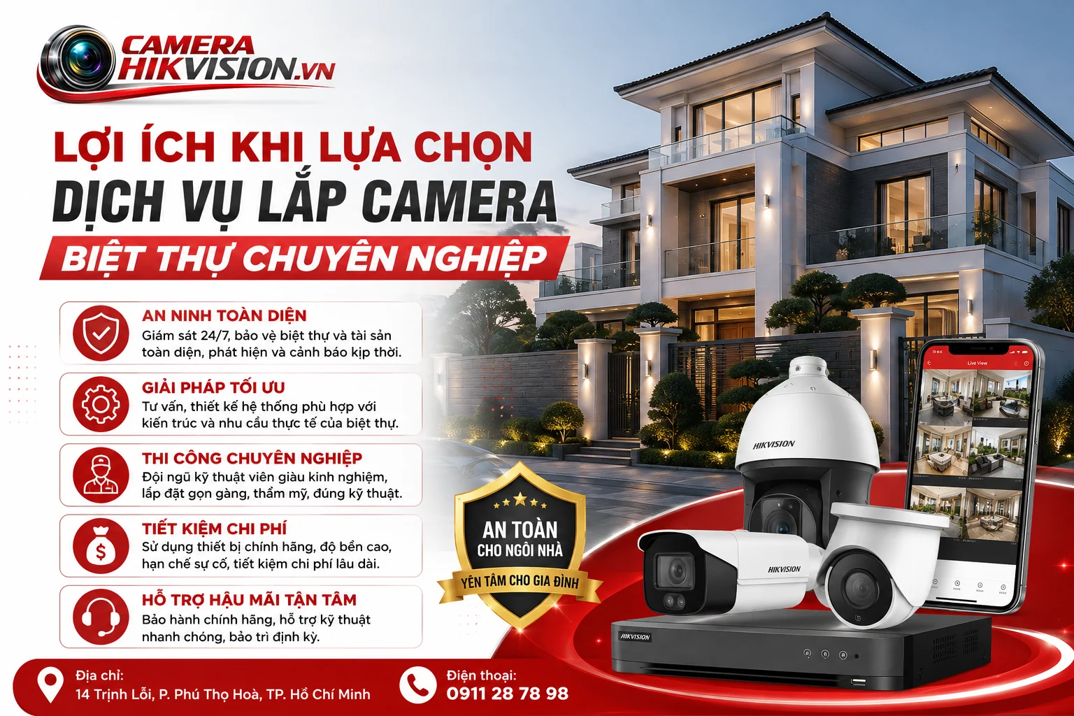 Lợi ích khi lựa chọn dịch vụ lắp camera biệt thự chuyên nghiệp