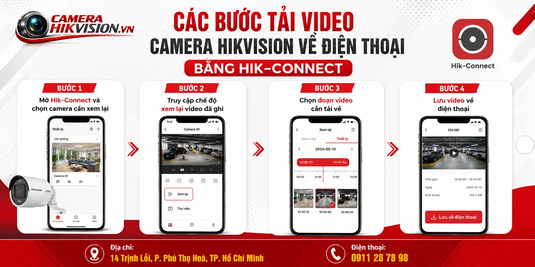 Các bước tải video camera Hikvision về điện thoại bằng Hik-Connect