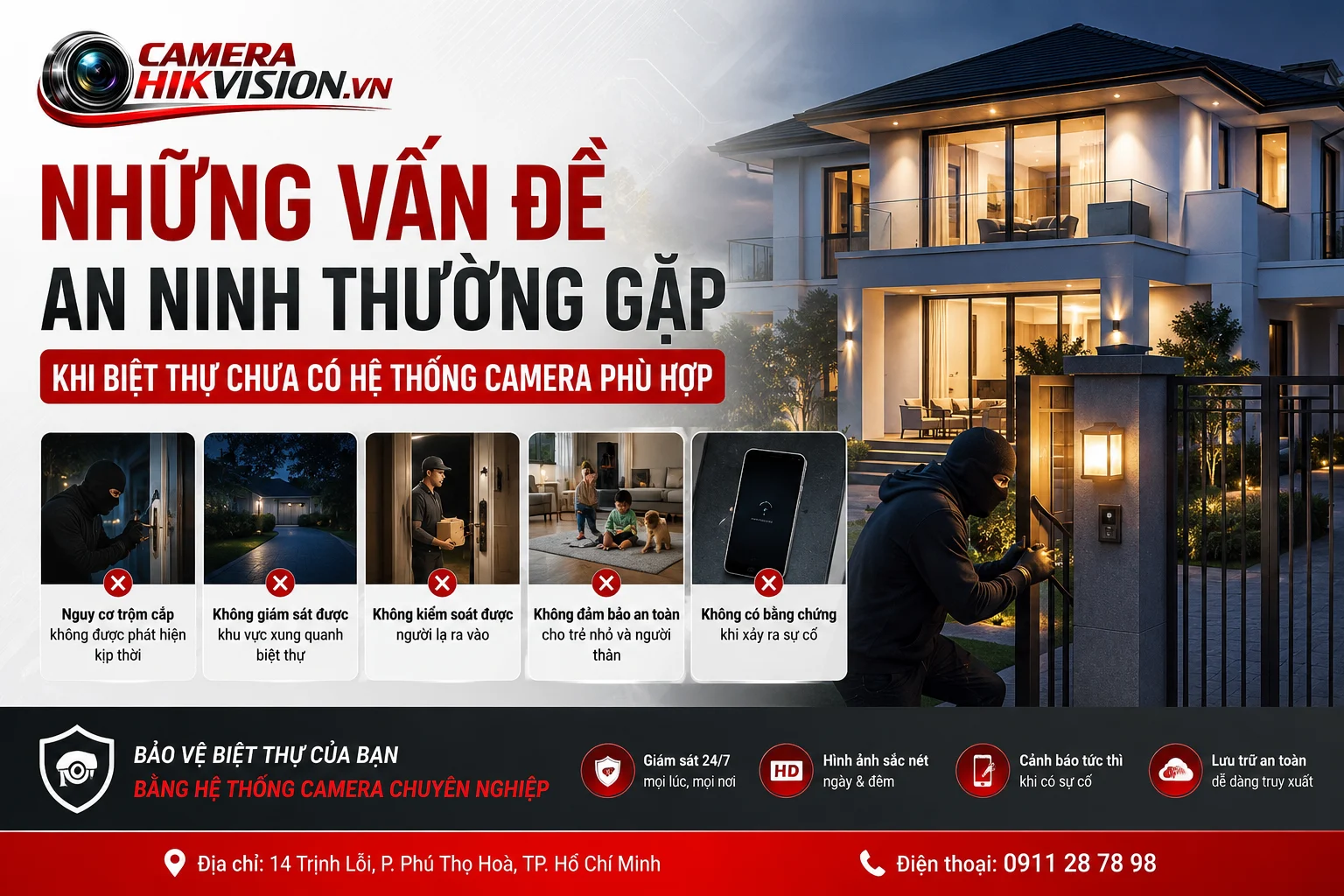 Những vấn đề an ninh thường gặp khi biệt thự chưa có hệ thống camera phù hợp