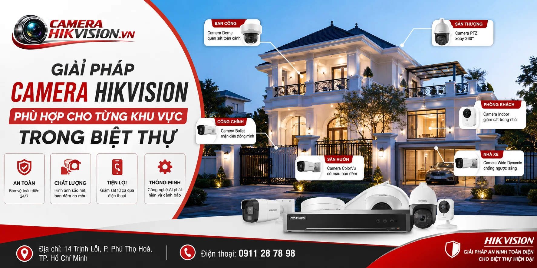 Giải pháp camera Hikvision phù hợp cho từng khu vực trong biệt thự
