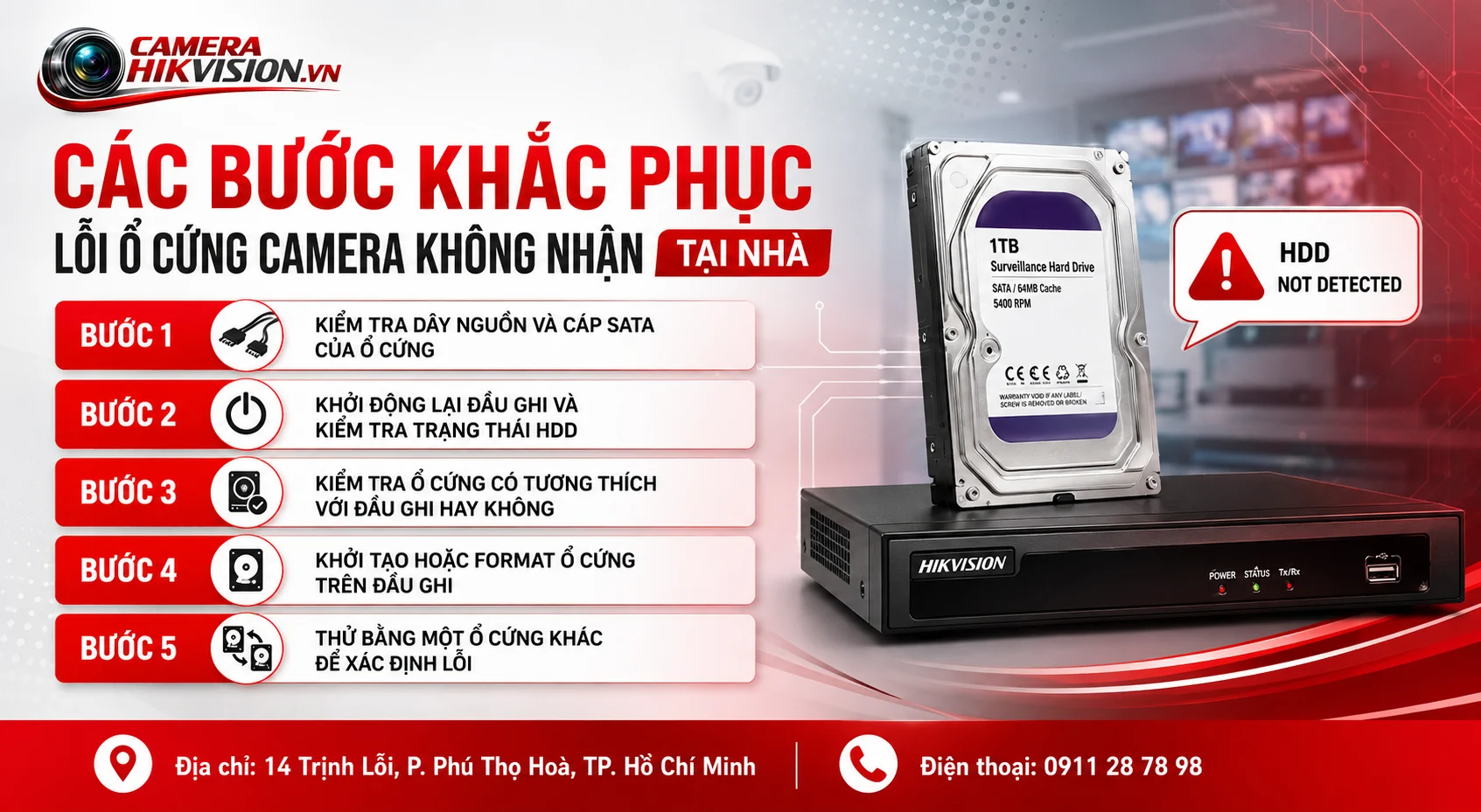 Các bước khắc phục lỗi ổ cứng camera không nhận tại nhà