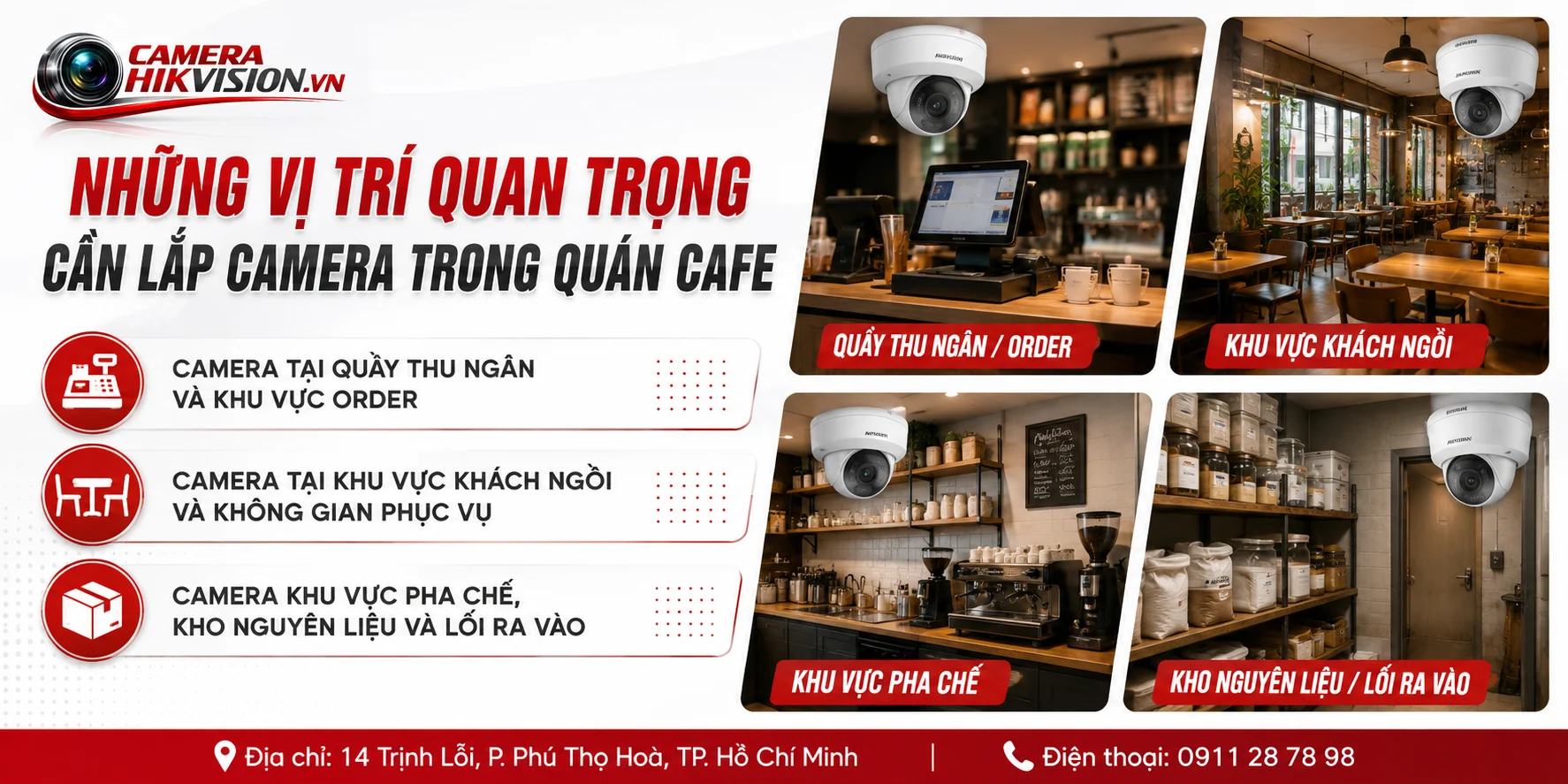 Những vị trí quan trọng cần lắp camera trong quán cafe