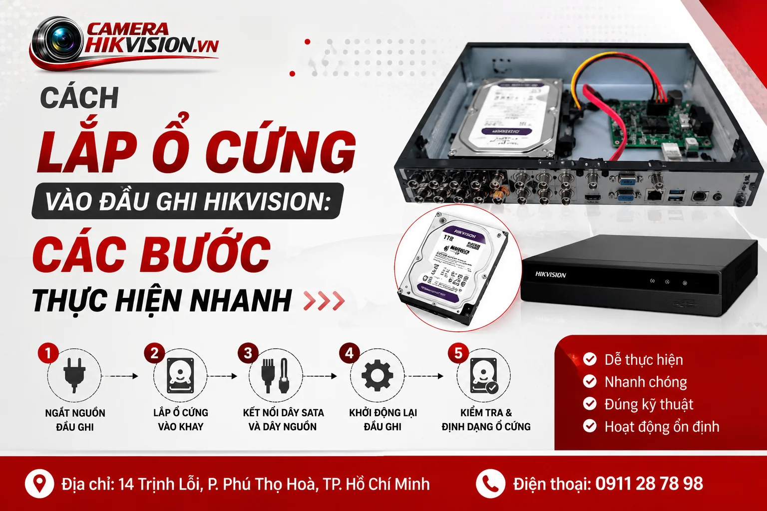 Cách lắp ổ cứng vào đầu ghi Hikvision: Các bước thực hiện nhanh