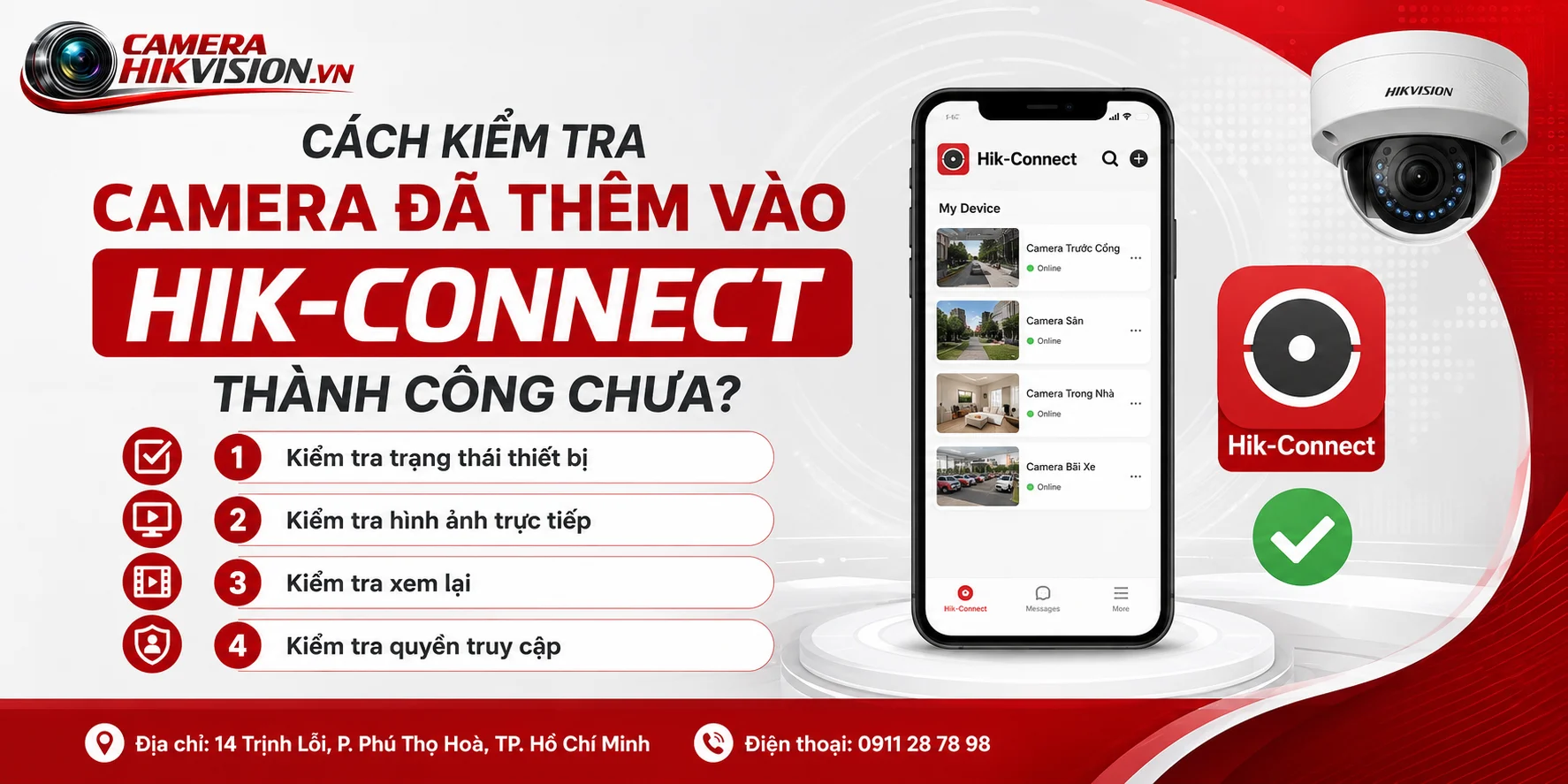 Cách kiểm tra camera đã thêm vào Hik-Connect thành công chưa