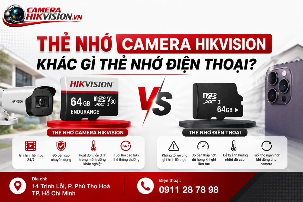 Thẻ nhớ camera Hikvision khác gì thẻ nhớ điện thoại?