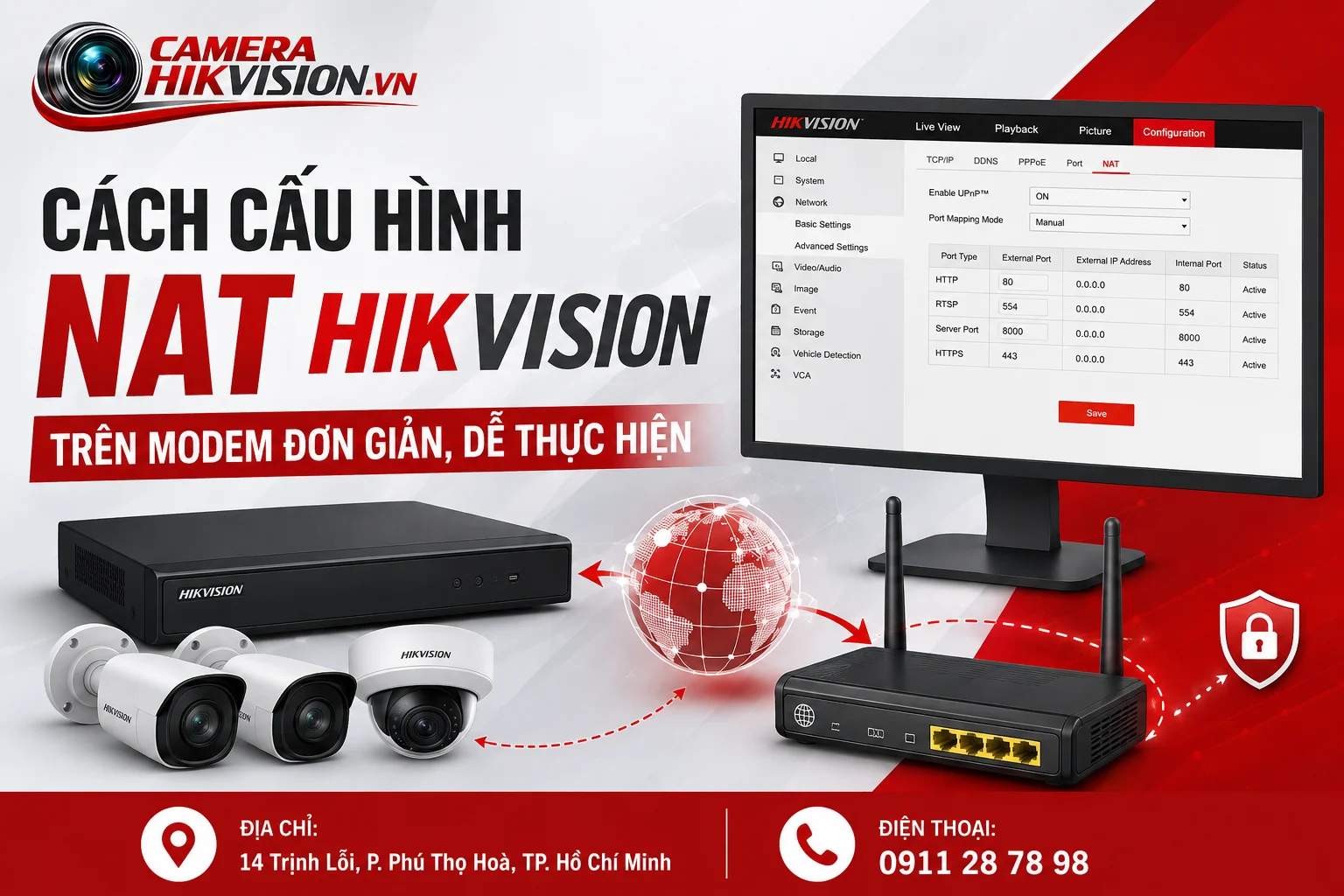 Cách Cấu Hình NAT Hikvision Trên Modem Đơn Giản, Dễ Thực Hiện