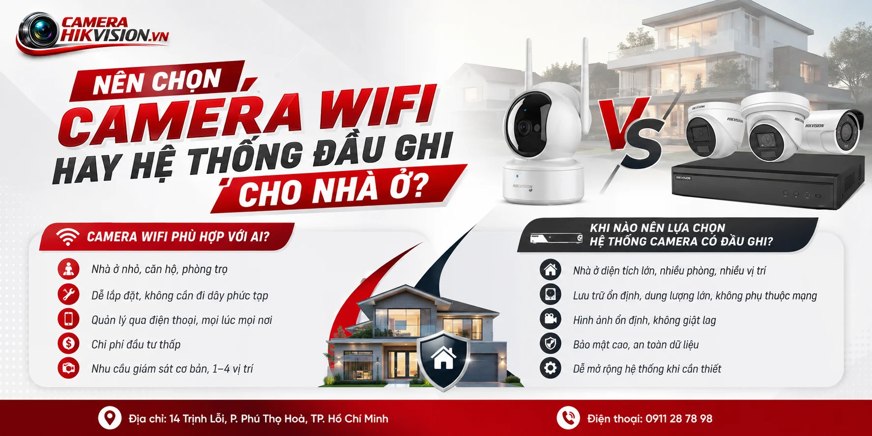Nên chọn camera wifi hay hệ thống đầu ghi cho nhà ở?