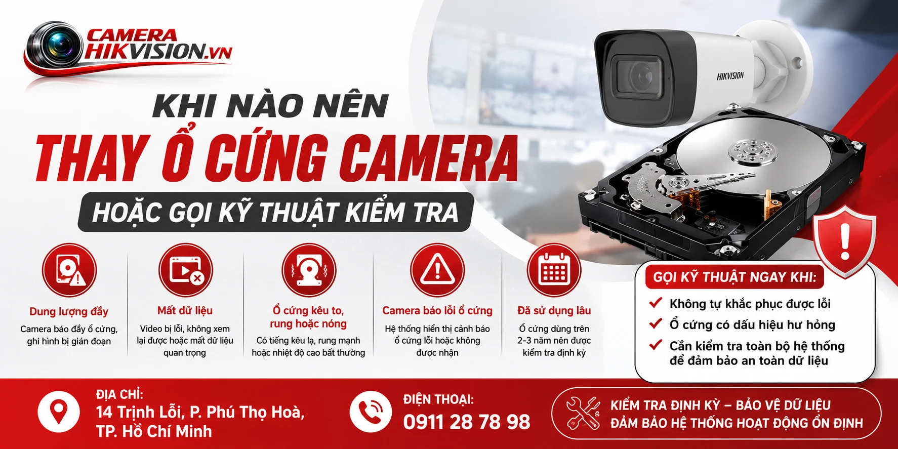 Khi nào nên thay ổ cứng camera hoặc gọi kỹ thuật kiểm tra
