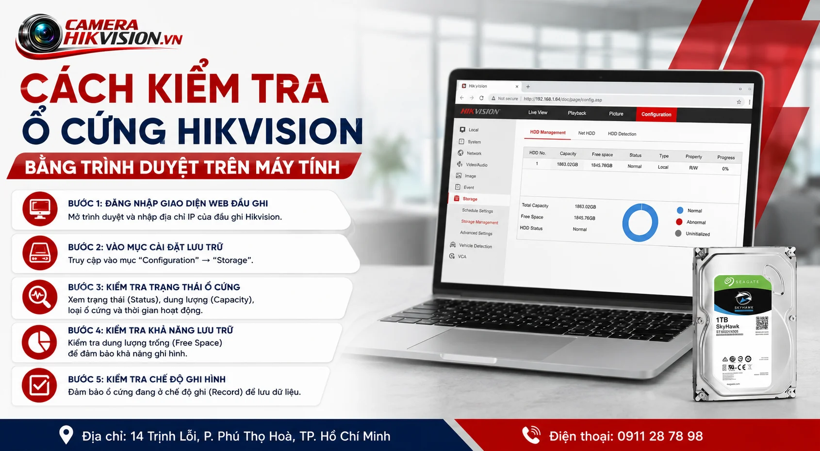 Cách kiểm tra ổ cứng Hikvision bằng trình duyệt trên máy tính