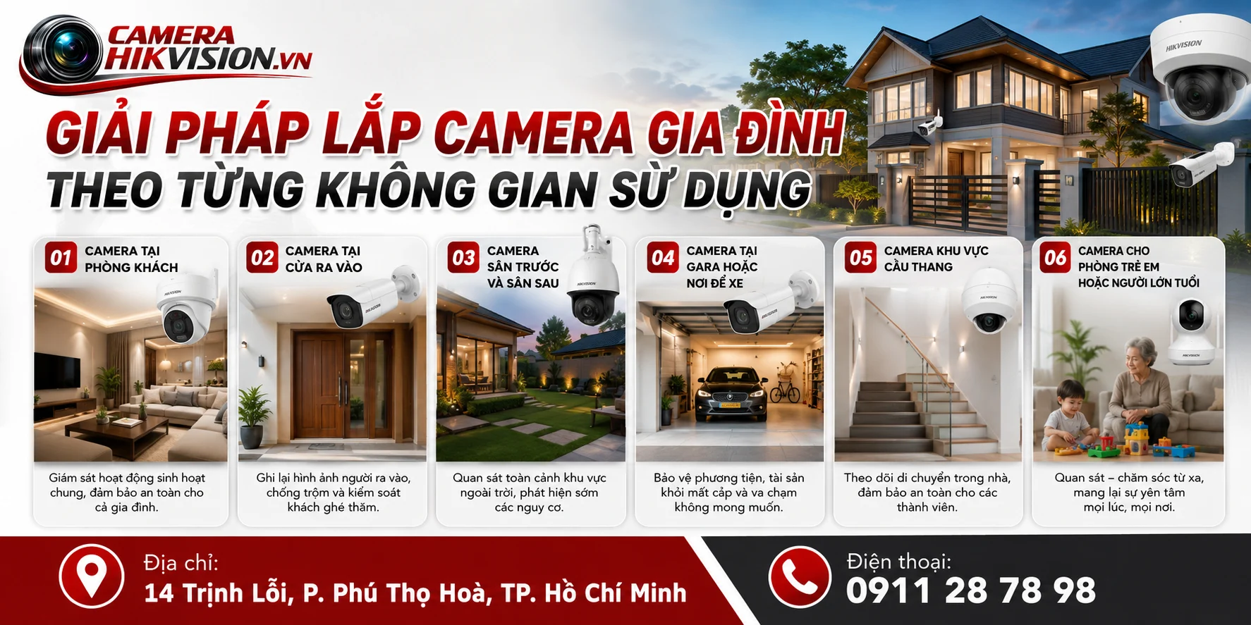 Giải pháp lắp camera gia đình theo từng không gian sử dụng
