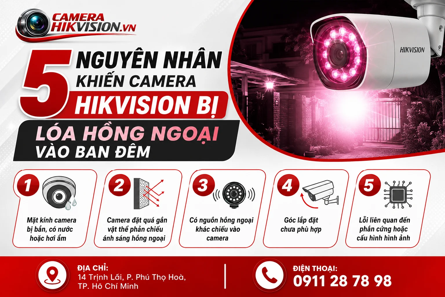 5 nguyên nhân khiến camera Hikvision bị lóa hồng ngoại vào ban đêm