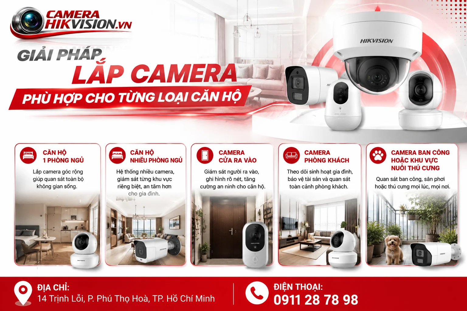 Giải pháp lắp camera phù hợp cho từng loại căn hộ