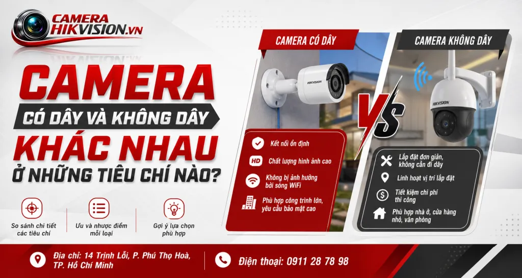 Camera có dây và không dây khác nhau ở những tiêu chí nào?