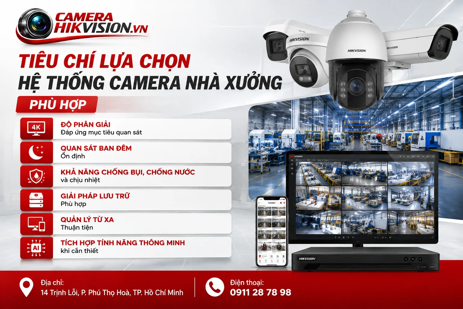 Tiêu chí lựa chọn hệ thống camera nhà xưởng phù hợp