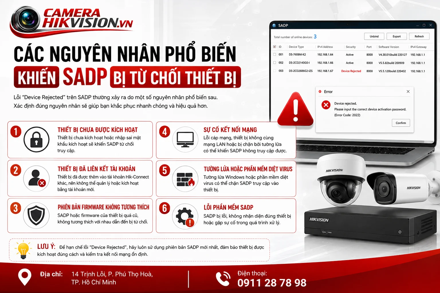 Các nguyên nhân phổ biến khiến SADP bị từ chối thiết bị