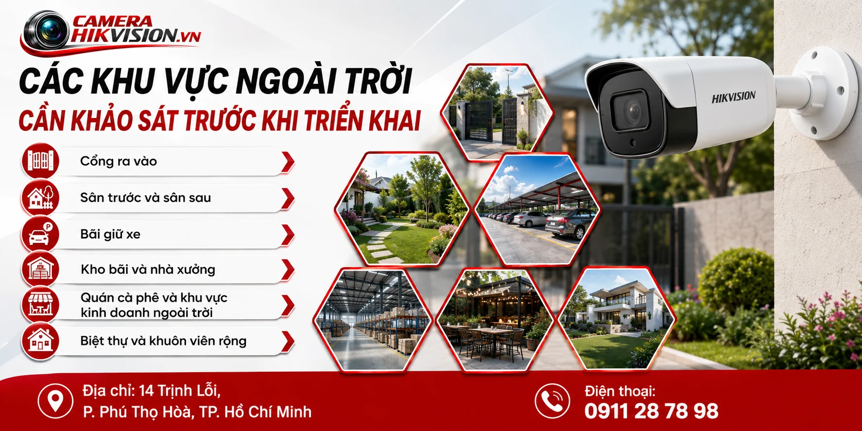 Các khu vực ngoài trời cần khảo sát trước khi triển khai