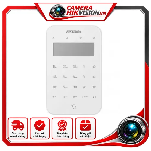 Bàn phím không dây có màn LCD cho báo động Hikvision DS-PK1-LT-WB