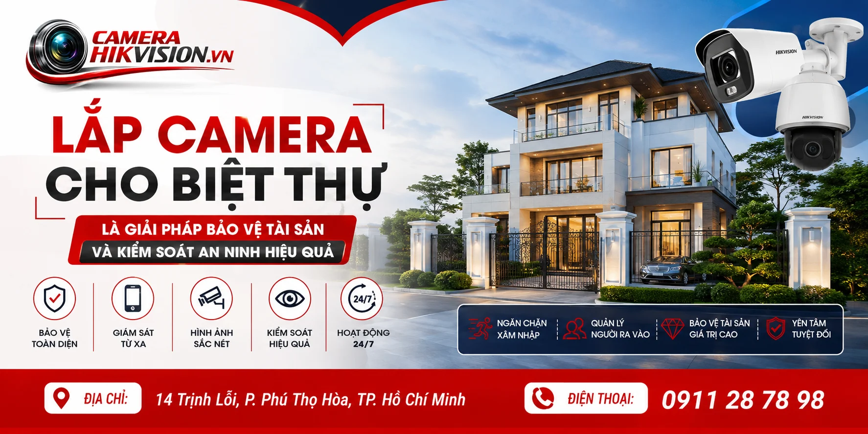 Lắp camera cho biệt thự là giải pháp bảo vệ tài sản và kiểm soát an ninh hiệu quả