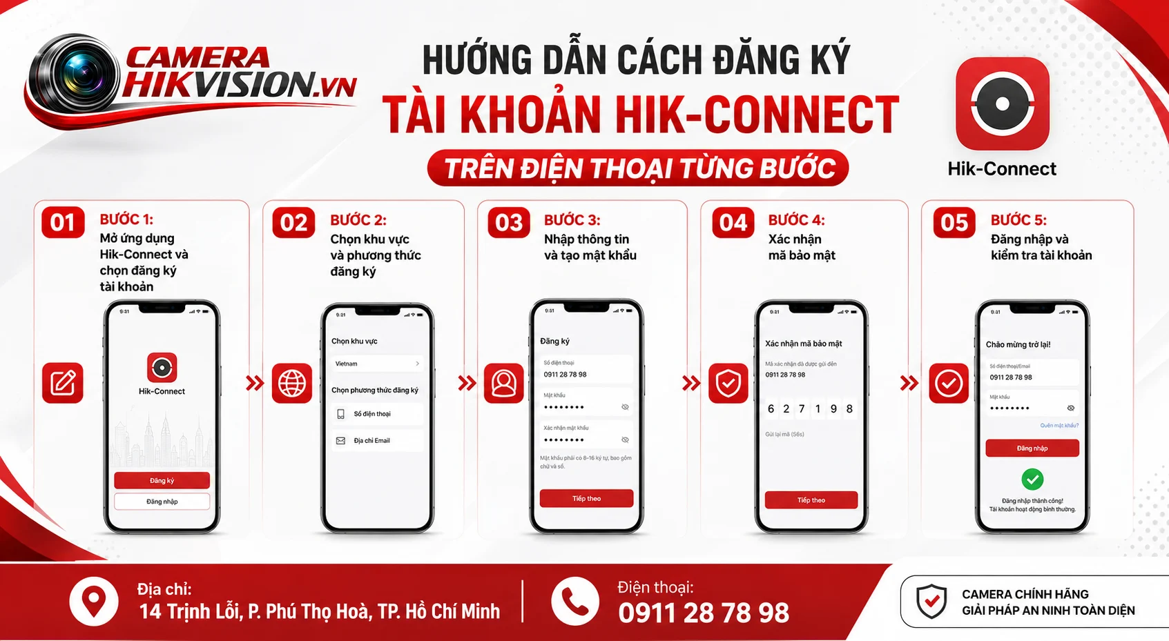 Hướng dẫn cách đăng ký tài khoản Hik-Connect trên điện thoại từng bước
