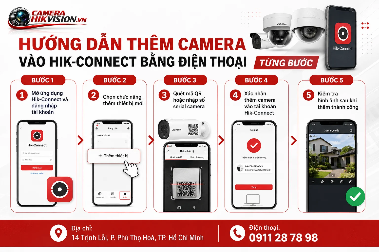 Hướng dẫn thêm camera vào Hik-Connect bằng điện thoại từng bước