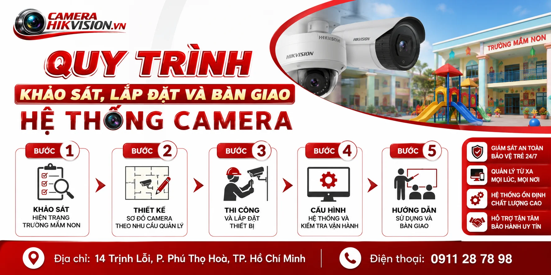Quy trình khảo sát, lắp đặt và bàn giao hệ thống camera