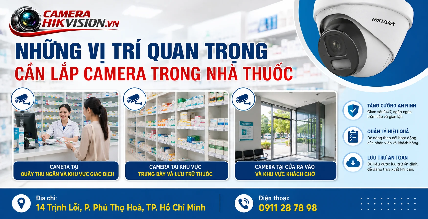 Những vị trí quan trọng cần lắp camera trong nhà thuốc