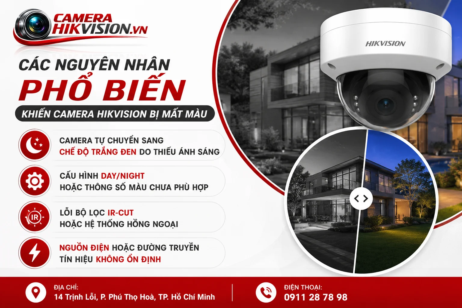 Các nguyên nhân phổ biến khiến camera Hikvision bị mất màu