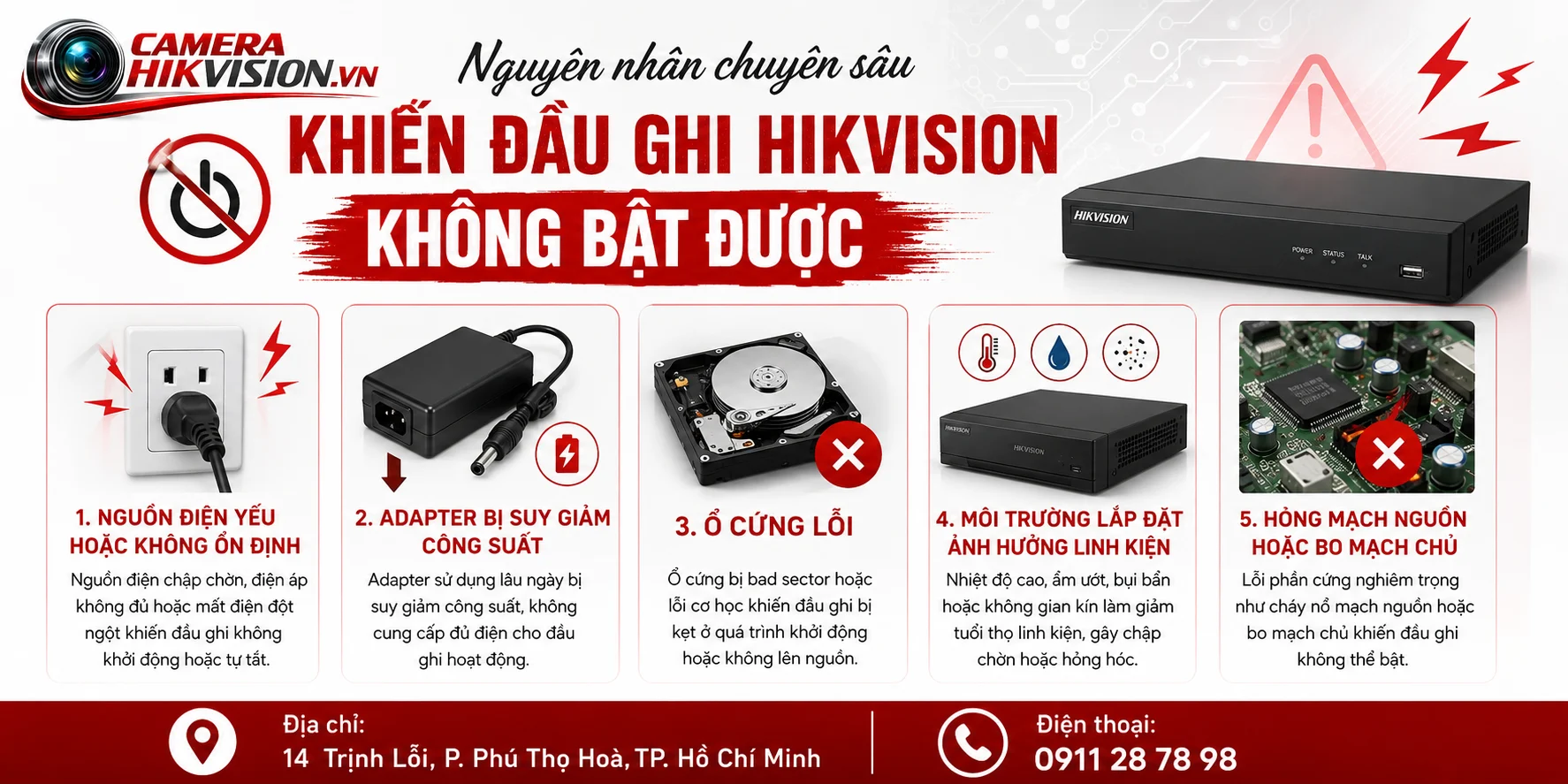 Nguyên nhân chuyên sâu khiến đầu ghi Hikvision không bật được