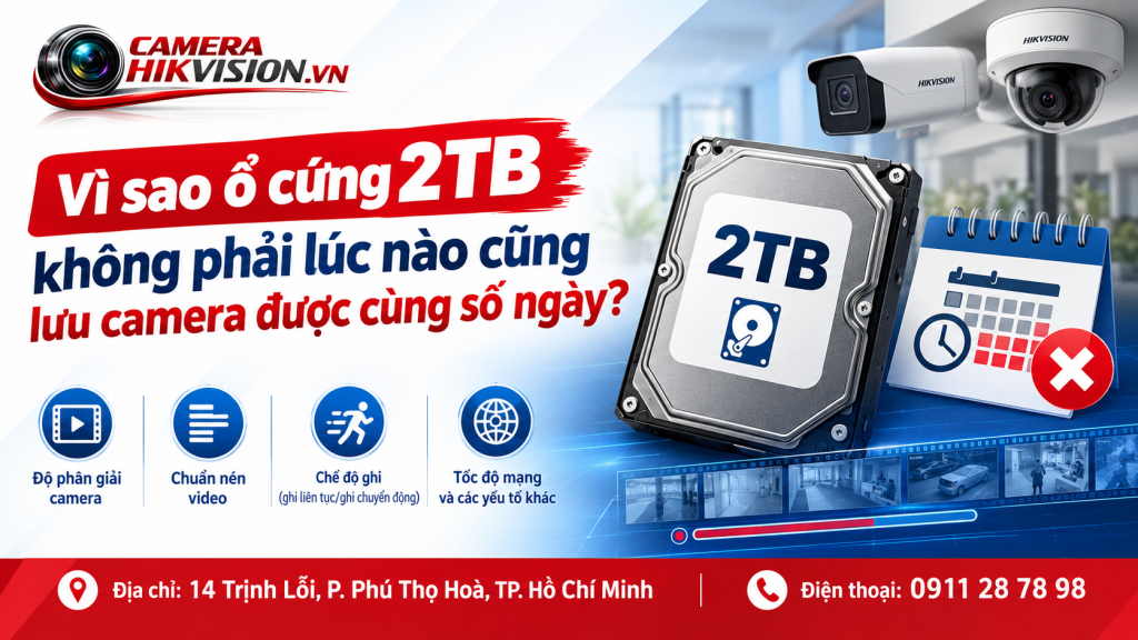 Vì sao ổ cứng 2TB không phải lúc nào cũng lưu camera được cùng số ngày?