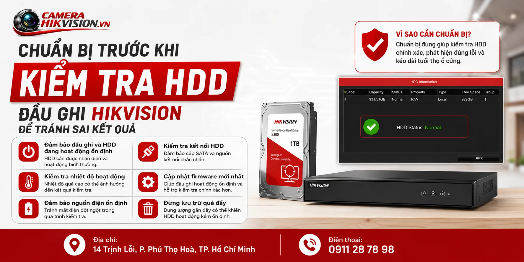 Chuẩn bị trước khi kiểm tra HDD đầu ghi Hikvision để tránh sai kết quả