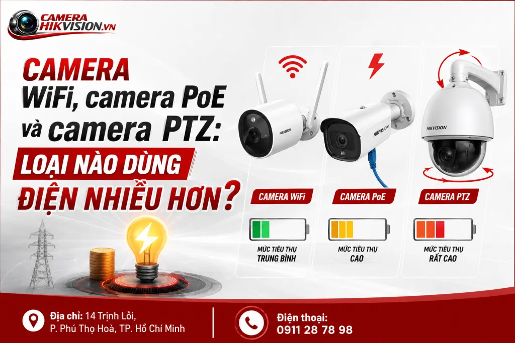 Camera WiFi, camera PoE và camera PTZ: loại nào dùng điện nhiều hơn?