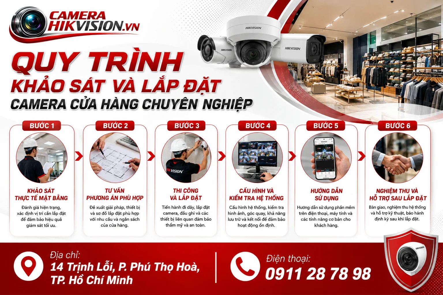 Quy trình khảo sát và lắp đặt camera cửa hàng chuyên nghiệp
