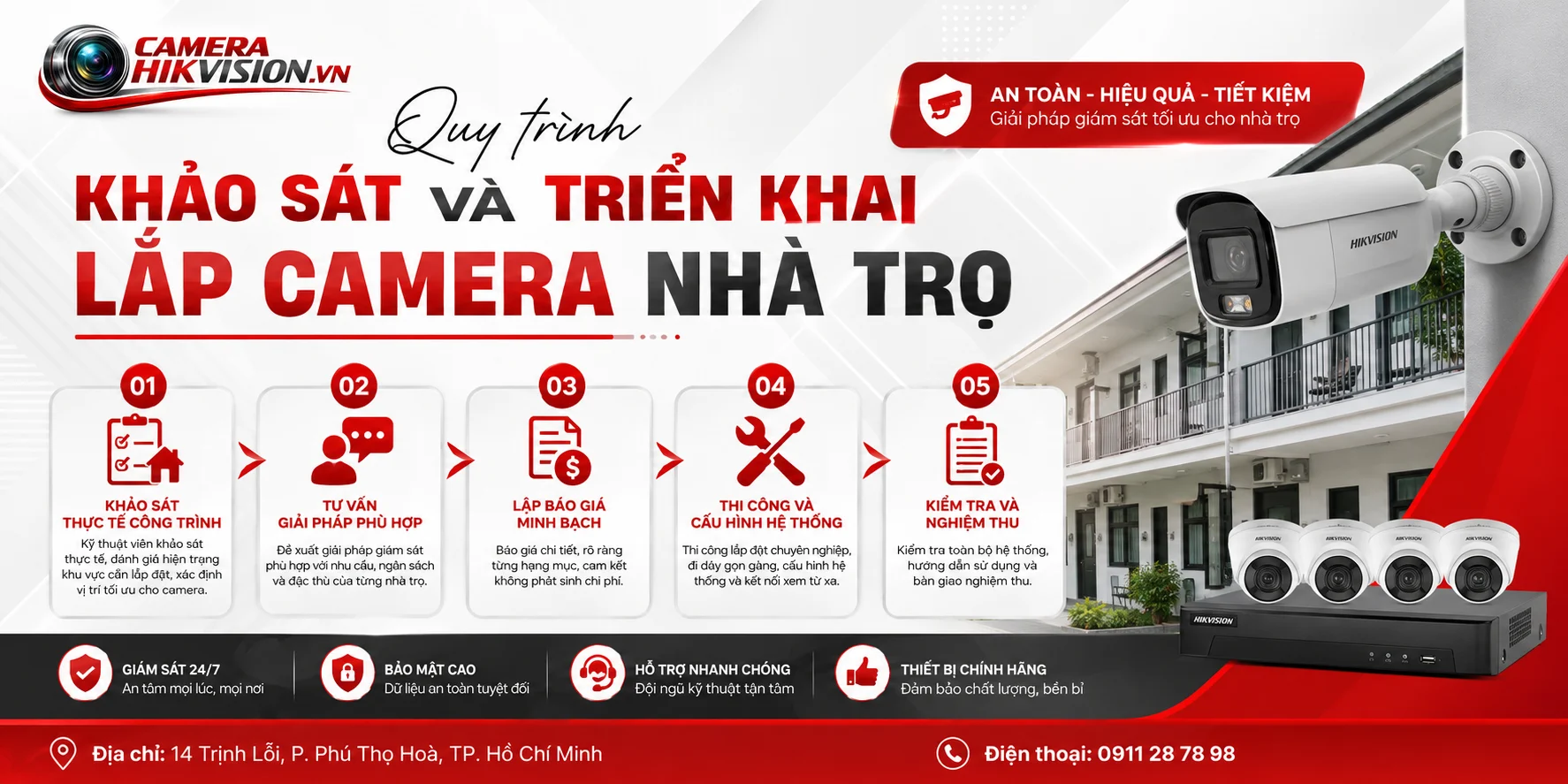 Quy trình khảo sát và triển khai lắp camera nhà trọ