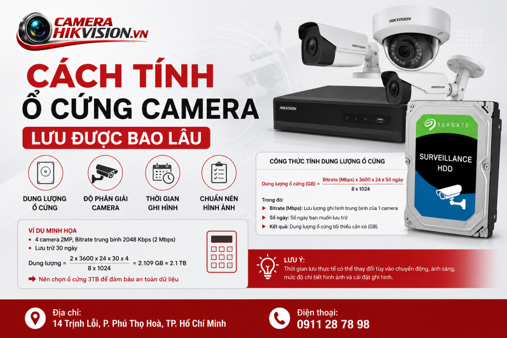 Cách tính ổ cứng camera lưu được bao lâu
