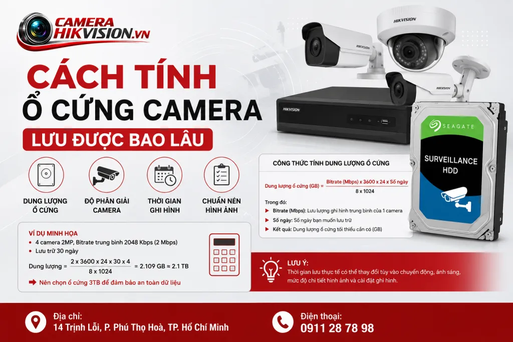 Cách tính ổ cứng camera lưu được bao lâu