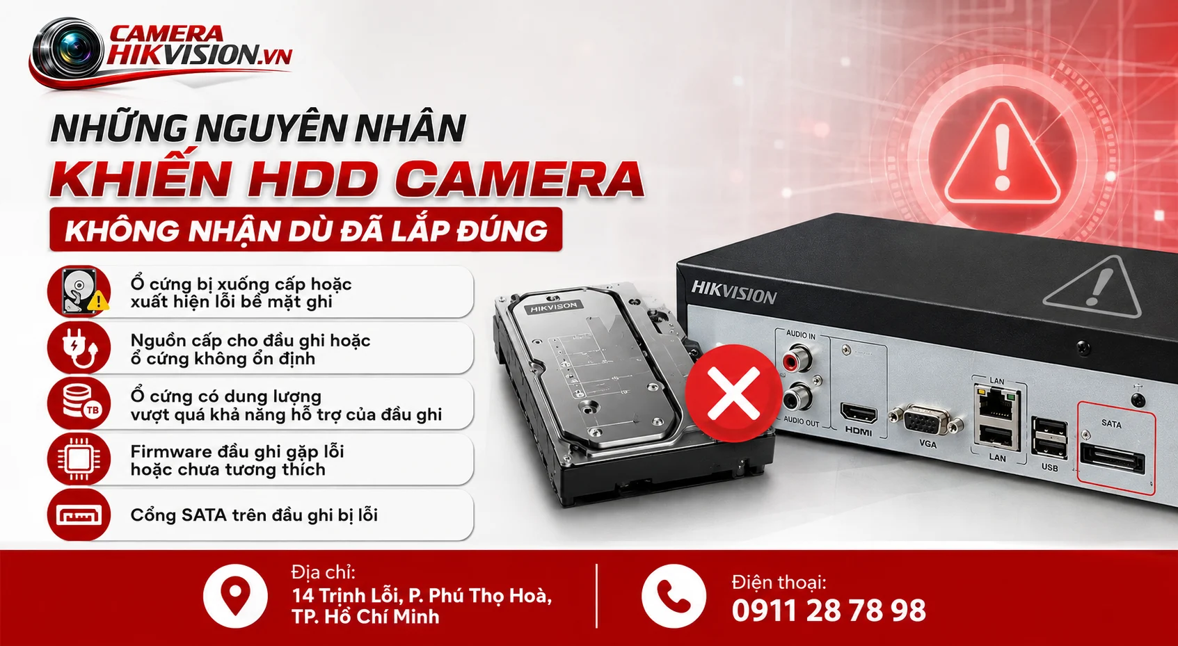 Những nguyên nhân khiến HDD camera không nhận dù đã lắp đúng