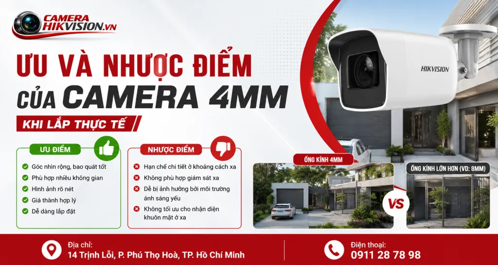 Ưu và nhược điểm của camera 4mm khi lắp thực tế