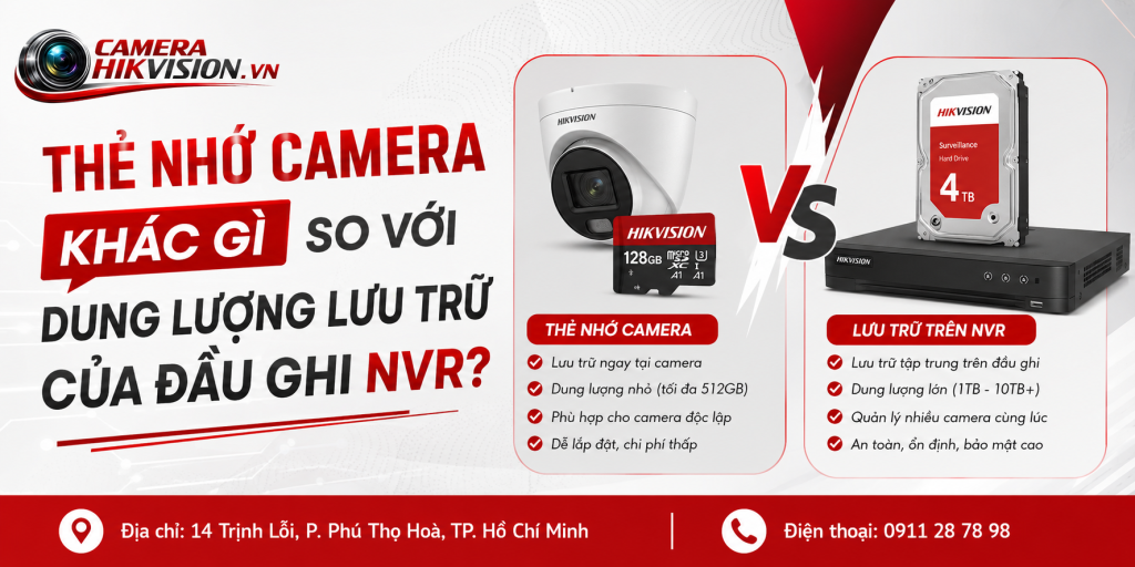 Thẻ nhớ camera khác gì so với dung lượng lưu trữ của đầu ghi NVR?