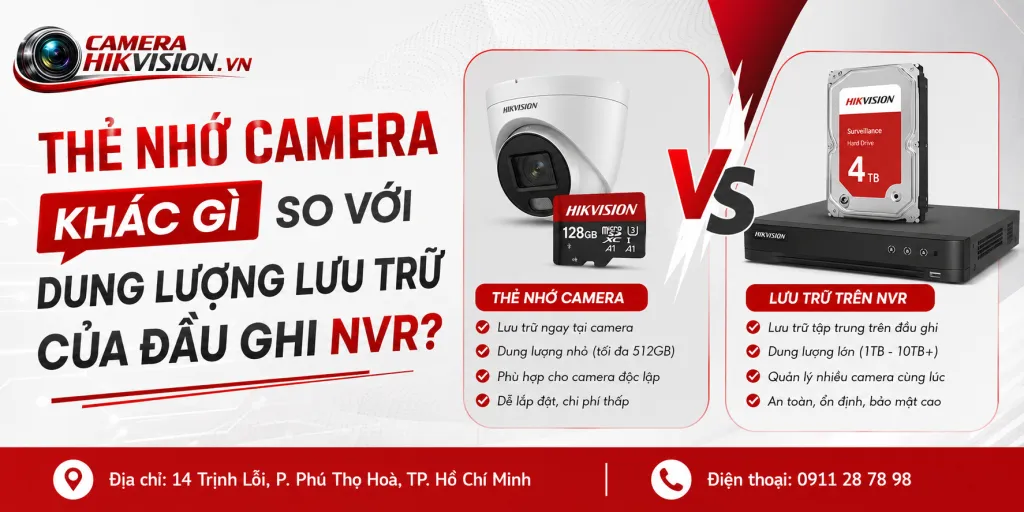 Thẻ nhớ camera khác gì so với dung lượng lưu trữ của đầu ghi NVR?
