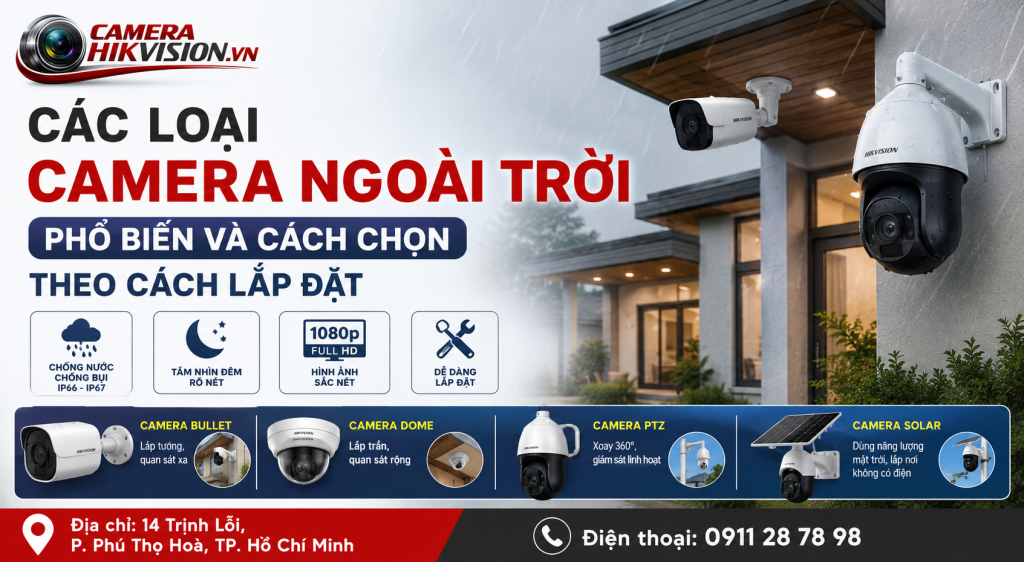 Các loại camera ngoài trời phổ biến và cách chọn theo cách lắp đặt