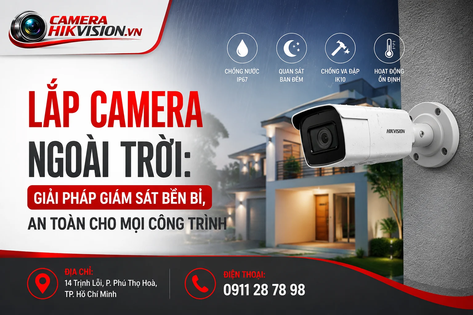 Lắp Camera Ngoài Trời: Giải Pháp Giám Sát Bền Bỉ, An Toàn Cho Mọi Công Trình