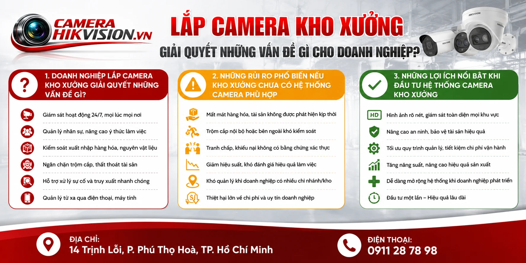 Lắp camera kho xưởng giải quyết những vấn đề gì cho doanh nghiệp?