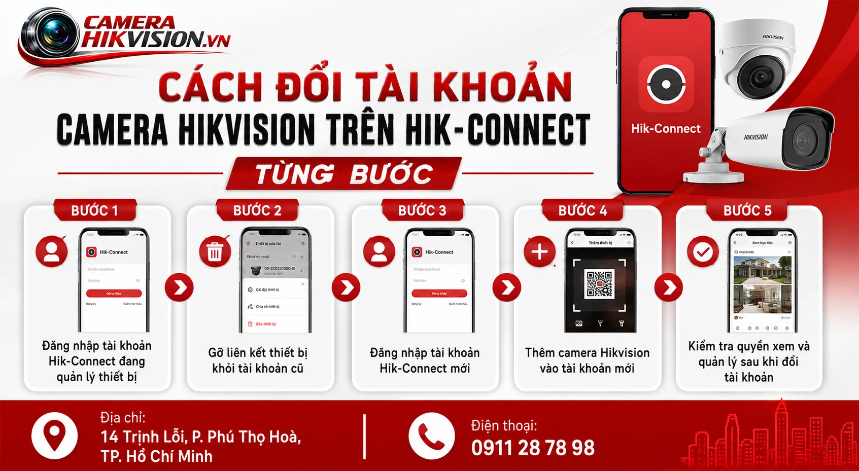 Cách đổi tài khoản camera Hikvision trên Hik-Connect từng bước