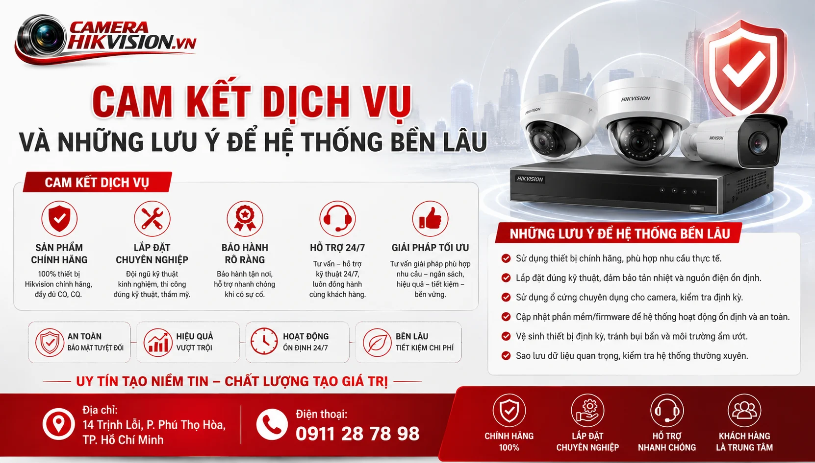 Cam kết dịch vụ và những lưu ý để hệ thống bền lâu