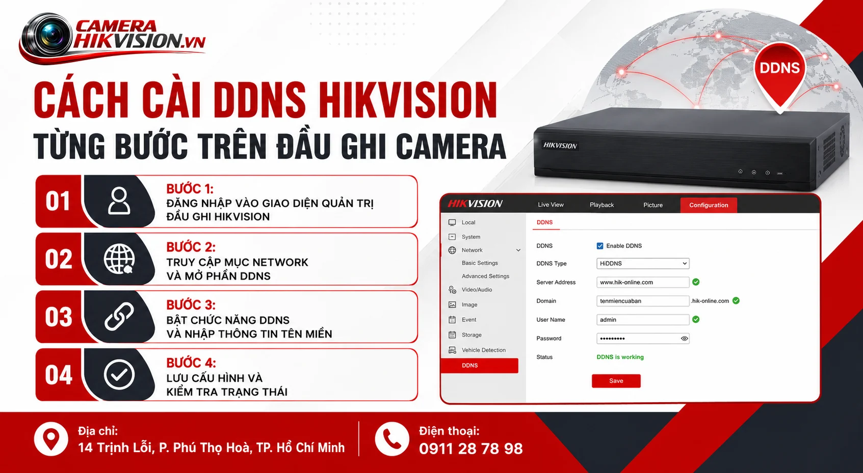Cách cài DDNS Hikvision từng bước trên đầu ghi camera
