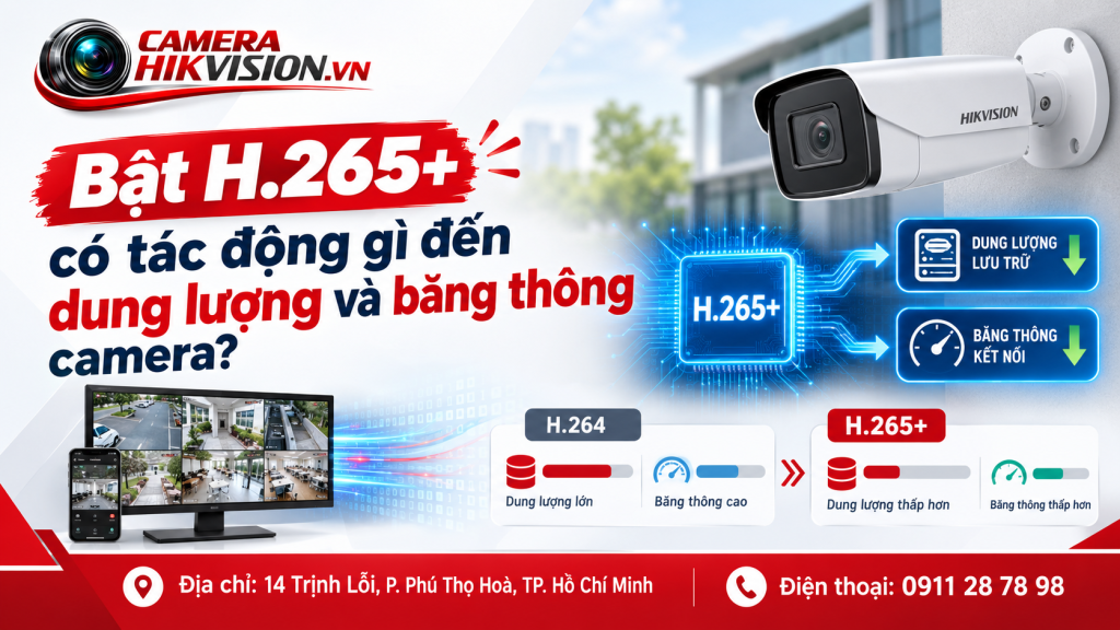 Bật H.265+ có tác động gì đến dung lượng và băng thông camera?