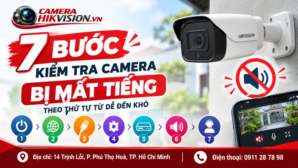 7 bước kiểm tra camera bị mất tiếng theo thứ tự từ dễ đến khó